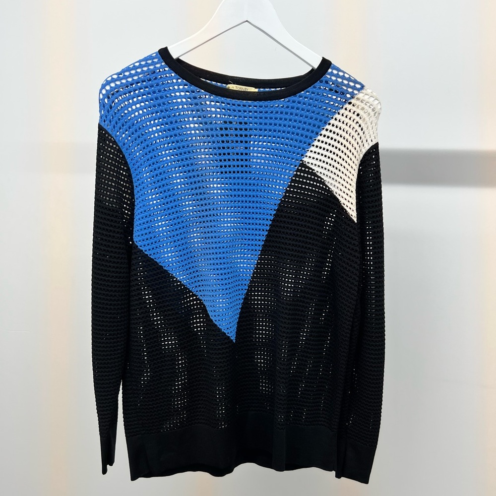 Ronnie Kobo Black Geometric Mesh Sweater